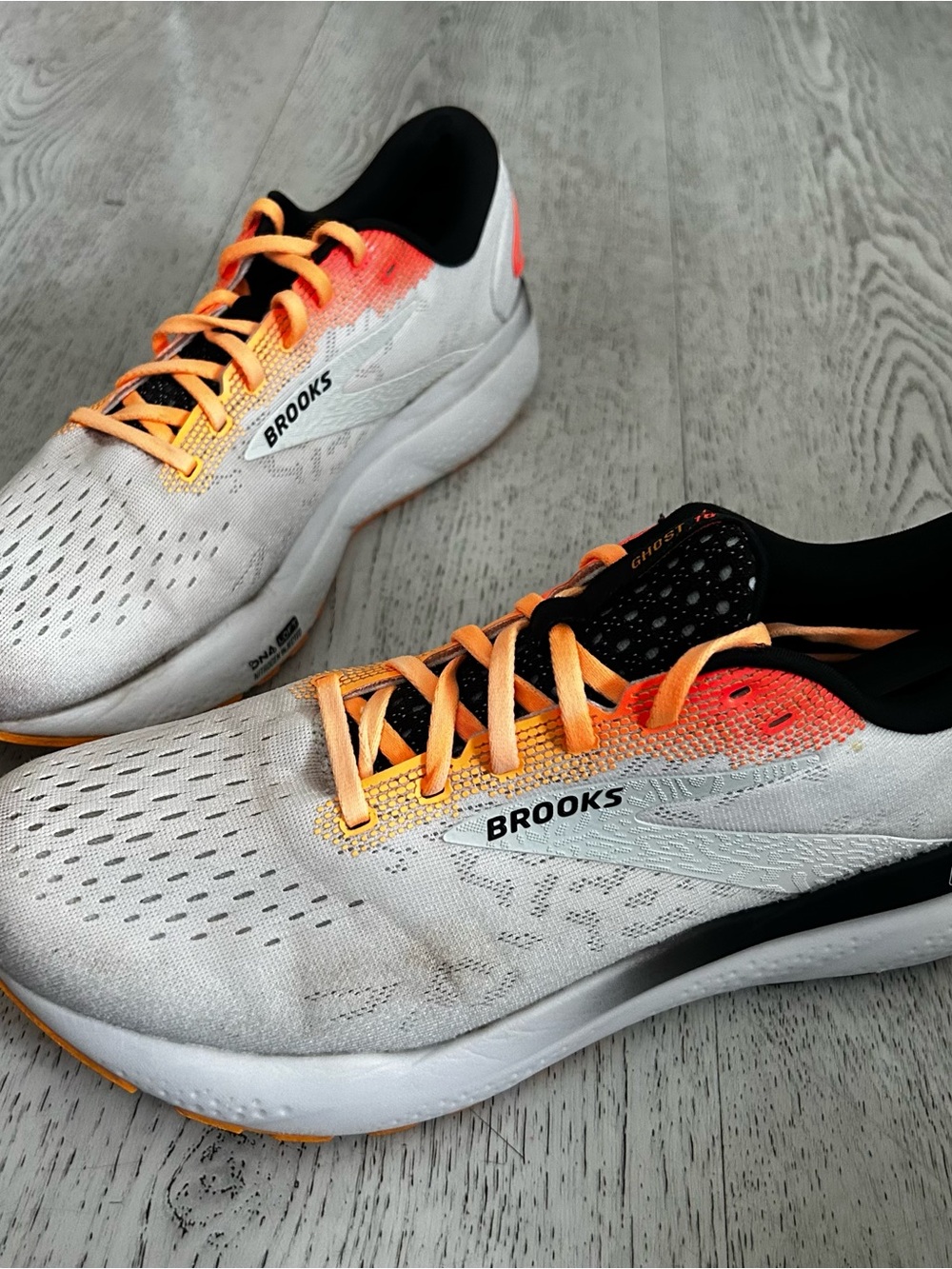 Brooks Men’s Athletic Running Shoes in White and Orange